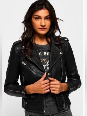 Zara REAL LEATHER MOTO jacket Silver Hardware Leather Women’s Sz Small 🩷✨